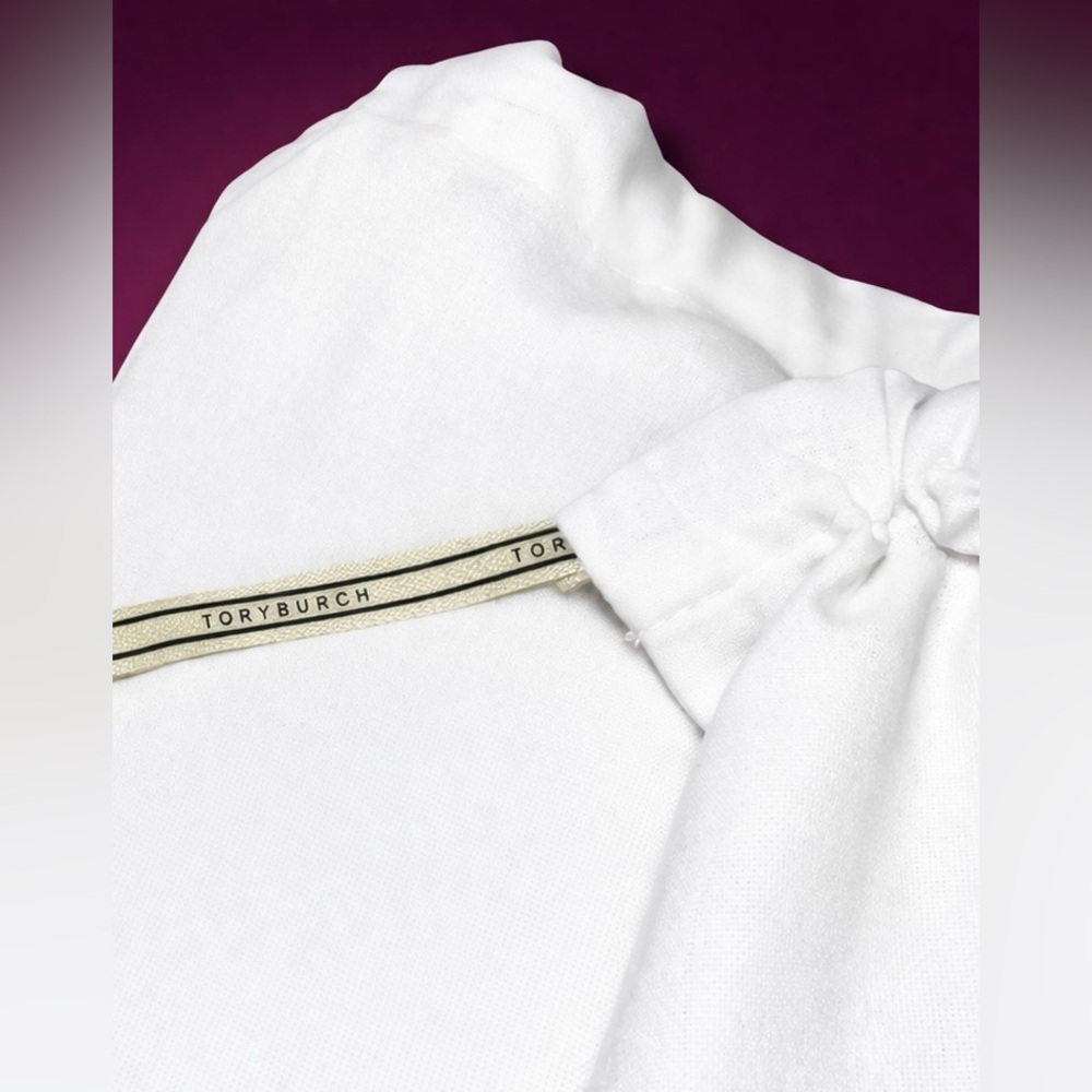 TORY BURCH White Canvas Drawstring Dust Bag | Large Storage Pouch | Lux